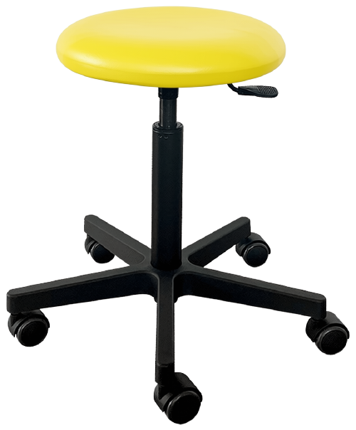 Tabouret Saar - zwarte kunststof - 5 wielen - 49-69 cm - Fresh bekleding - citroen - 1 st