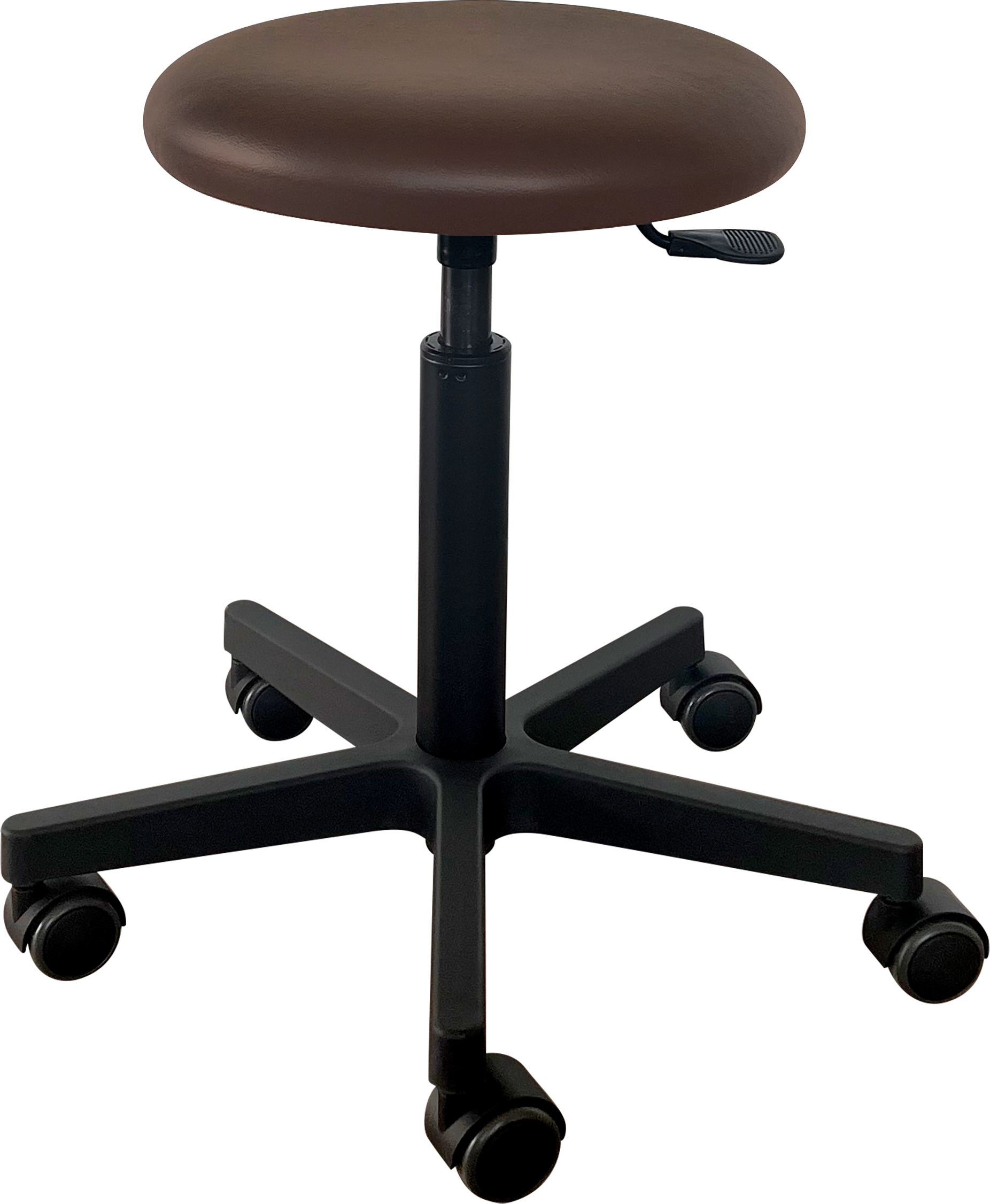 Tabouret Saar - plastique noir - 5 roues - 49-69 cm - revêtement Fresh - Chocolate - 1 pc