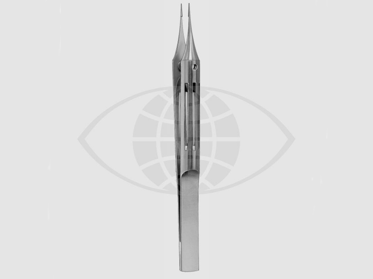 Micro-Iris pincet - Bonn model - 1 x 2 tanden - 0,12 mm - Met bindplatform - Rond handvat - 10,5 cm - 1 st