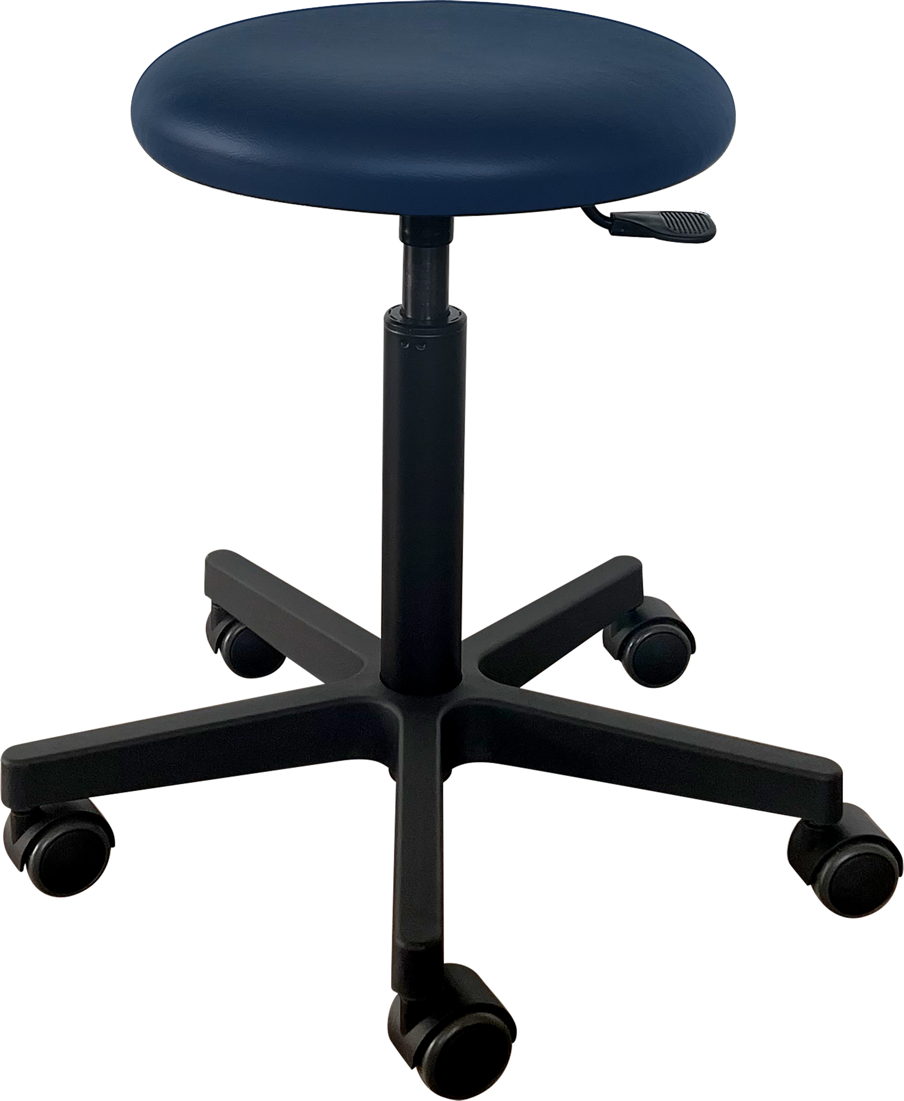 Tabouret Saar - zwarte kunststof - 5 wielen - 49-69 cm - Fresh bekleding - Marine - 1 st