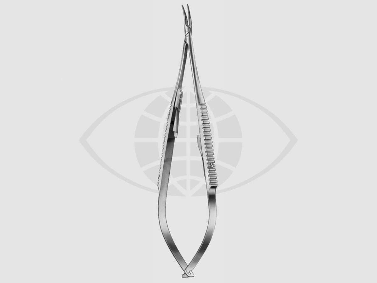 Castroviejo Micro-naaldhouder - Gebogen - Met slot - 14 cm - 1 st