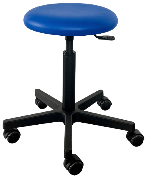 Tabouret Saar - zwarte kunststof - 5 wielen - 49-69 cm - Fresh bekleding - pagode blauw - 1 st