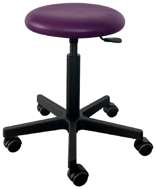 Tabouret Saar - zwarte kunststof - 5 wielen - 49-69 cm - Fresh bekleding - aubergine - 1 st