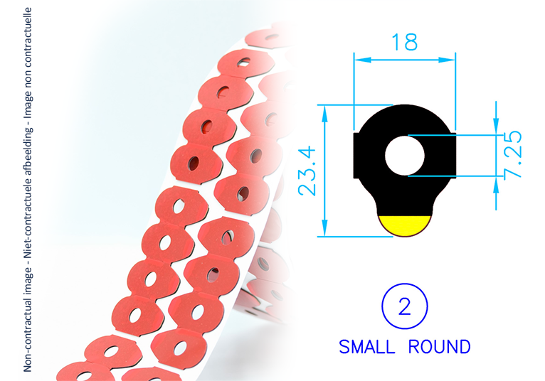 Lens blocking Red Five II - Shape nr. 2 Small Round - Rol 1000 st