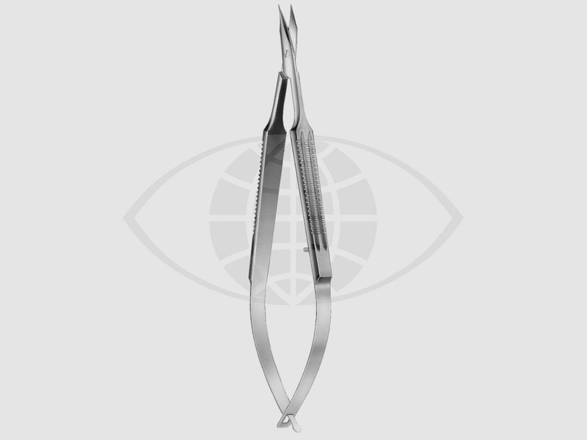 Castroviejo Micro-pince-ciseaux - Pour kératoplastie - Courbes - Pointus - Manche large - 13 cm - 1 pc