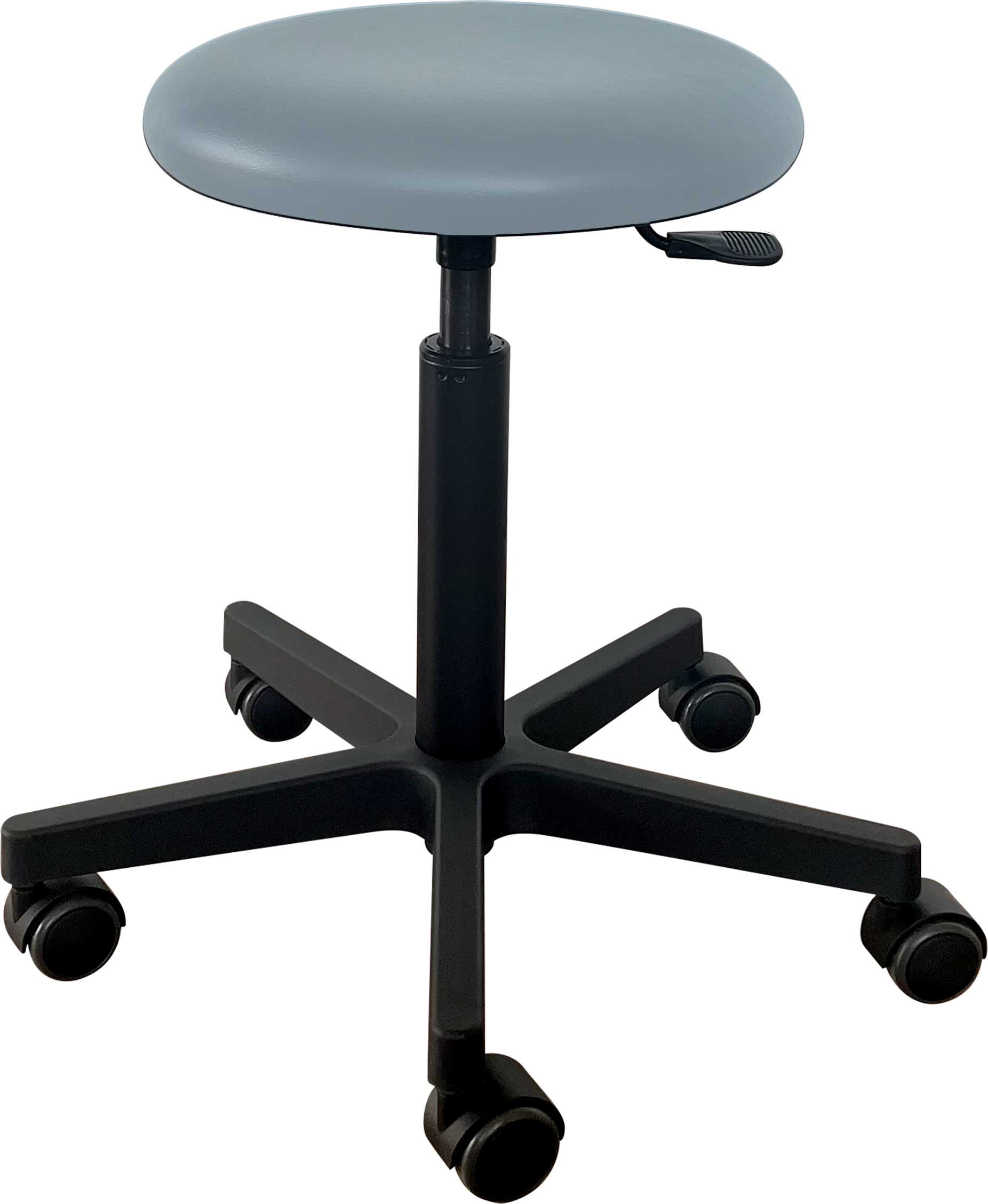 Tabouret Saar - zwarte kunststof - 5 wielen - 49-69 cm - Fresh bekleding - Ice Blue - 1 st