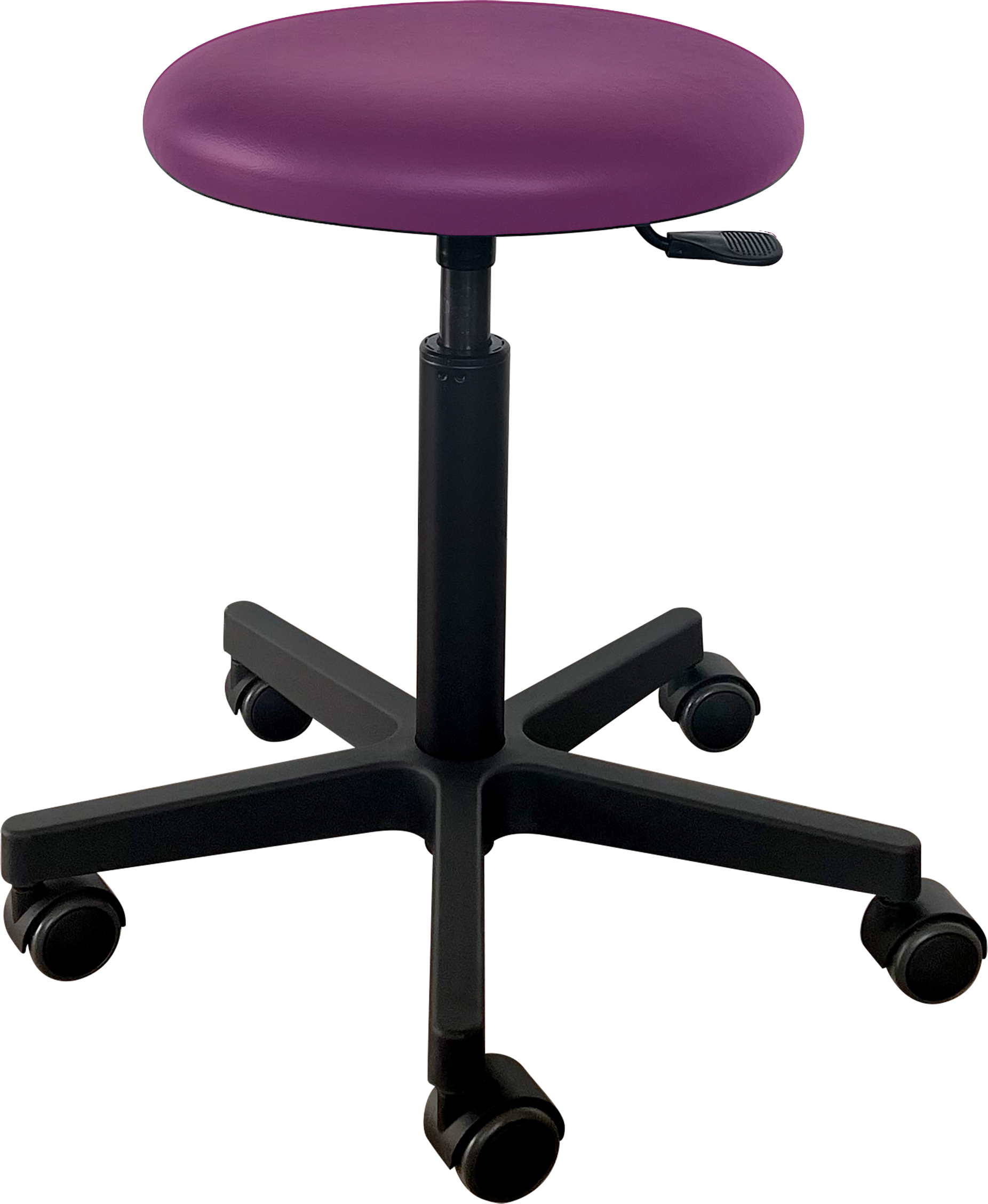 Tabouret Saar - zwarte kunststof - 5 wielen - 49-69 cm - Fresh bekleding - Raspberry - 1 st
