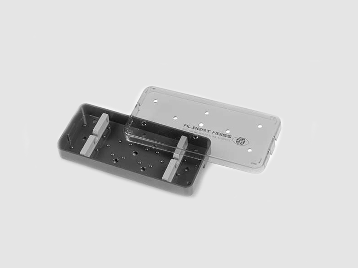 Bac de stérilisation – Plastique – Avec deux bandes en silicone pour un instrument – 1 pc