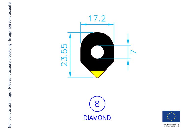 Lens blocking Red Five II - Shape nr. 8 Diamond - Rol 1000 st