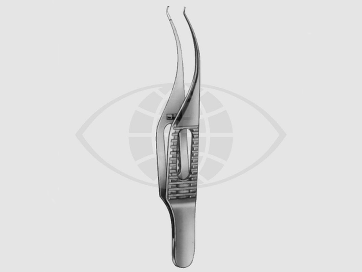 Barraquer Micro-pince à suture "Colibri" - à 1 x 2 griffes - 0,12 mm - Avec plateforme - 1 pc